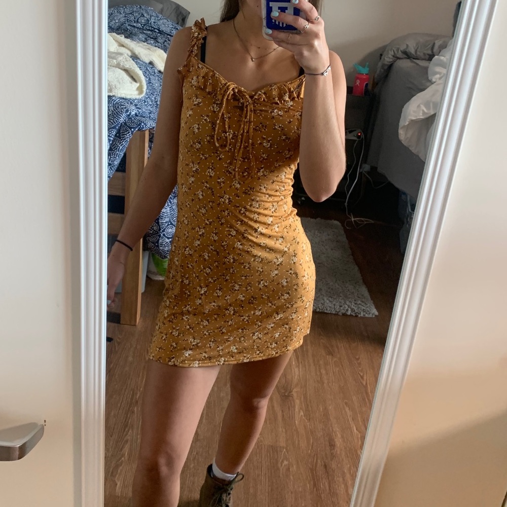 Tan floral Mini dress